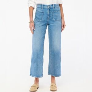 J. crew wide leg crop Colette denim jean size 27 patch work medium wash